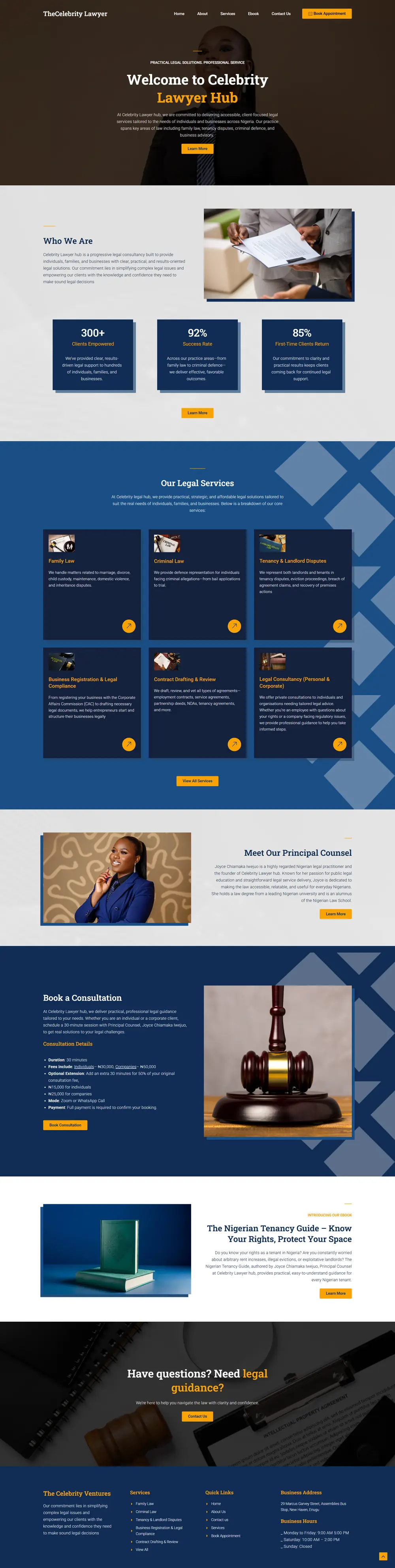 The Celebrity Lawyer website, law practice