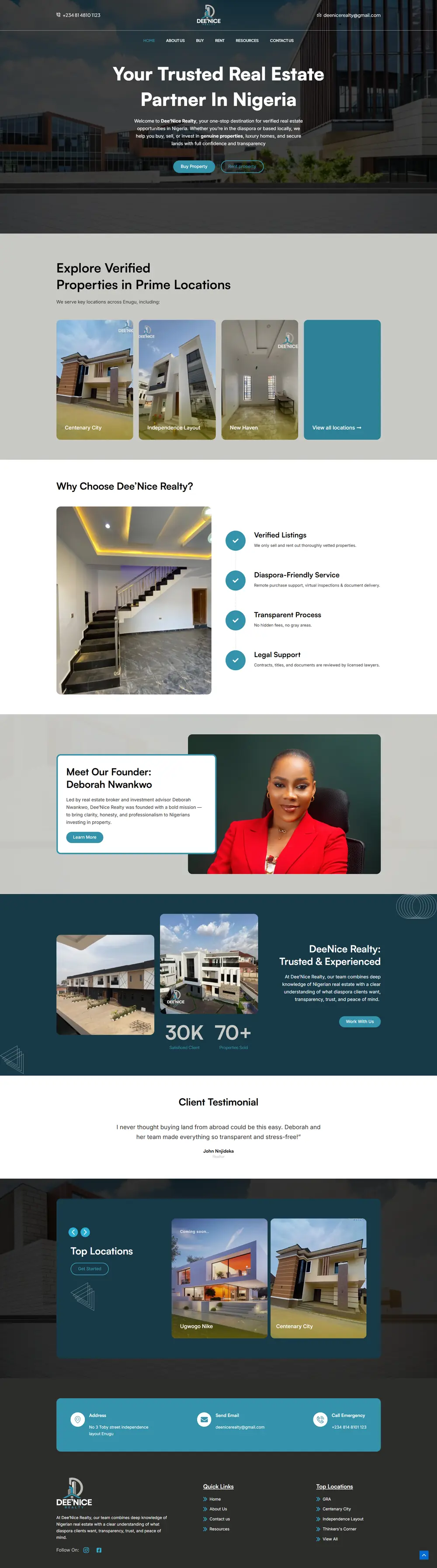 Dee’Nice Realty website, real estate