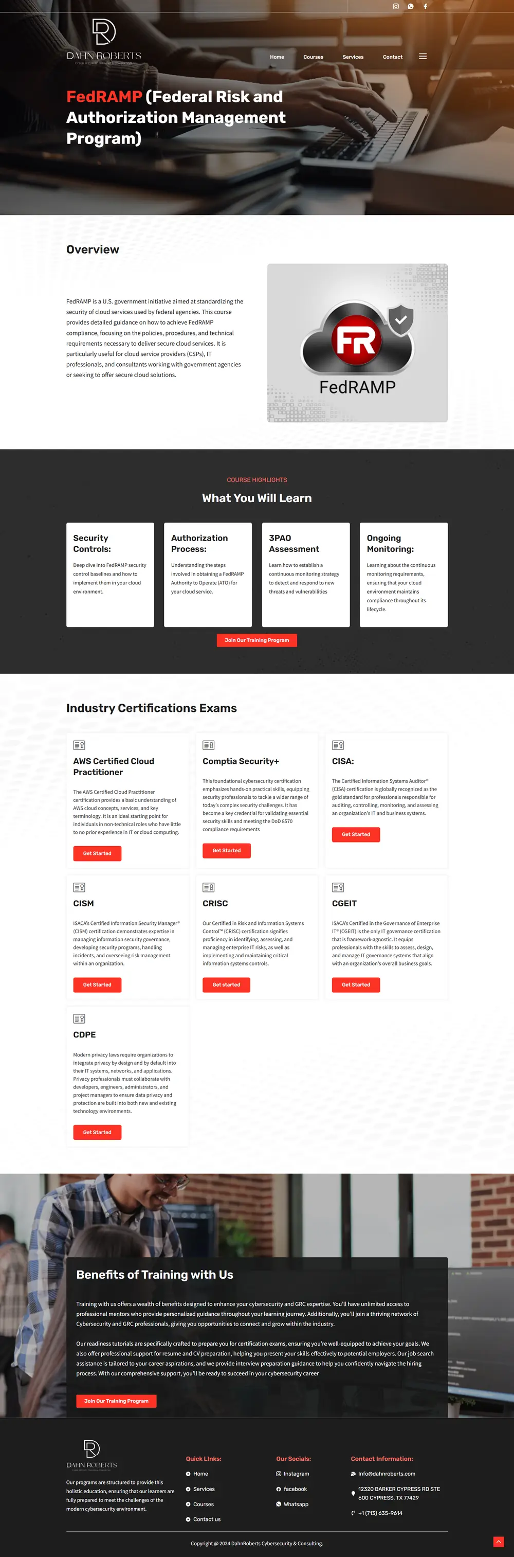 DahnRoberts FedRAMP course page